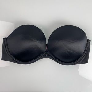 Victorias Secret Bra Strapless Bralette Bandeau Solid Black Cream Beige Tan Knit